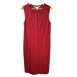 Diane Von Furstenberg Alexandria Red Spice Sleeveless Sheath Dress Womans 12 GUC